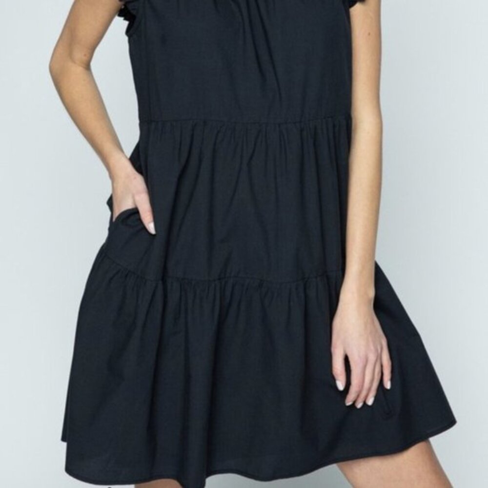 Black Ruffle Neck Dress - Picture 2 of 3